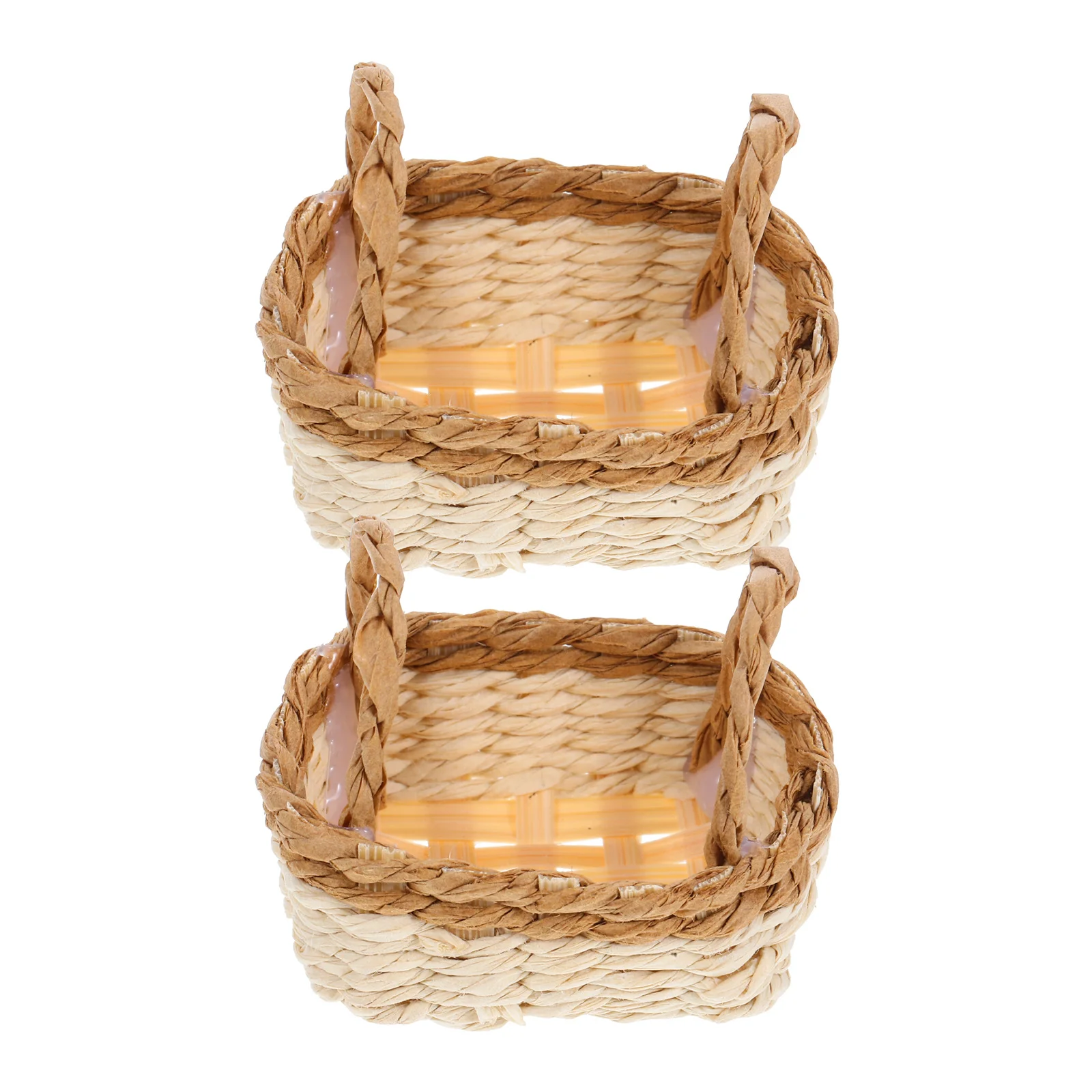 

2Pcs Handwoven Raffia Grass Mini Flower Baskets Small Woven Basket Wedding Party Home Decor Photo Props Basket Weaving