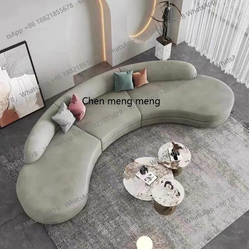 

Technology cloth curved sofa, special-shaped large apartment hotel lobby reception fan