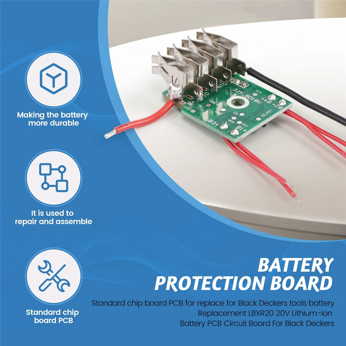 Circuit imprimé de Protection de charge de batterie Li-Ion, PCB pour Black Deckers 20V LB20 LBXR20, batterie d'outils électriques BH