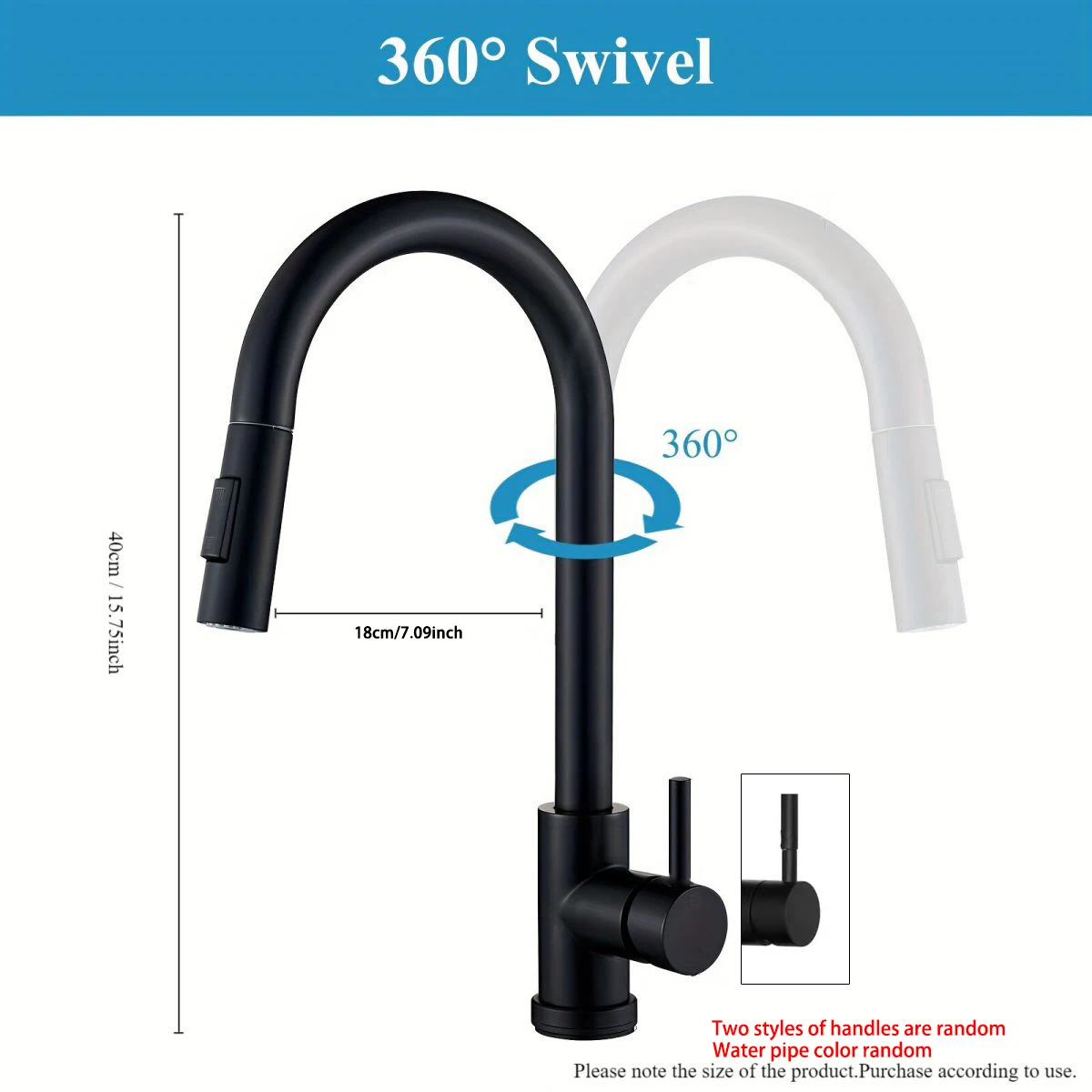 Black Kitchen Faucet Two Function Single Handle Pull Out Mixer Hot and Cold Water Taps Deck Mounted