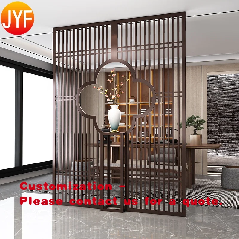 custom.EL132 Interior Decorative Pvd Brass Copper Dining Room Stainless Steel Room Divider Partition Design Living Room