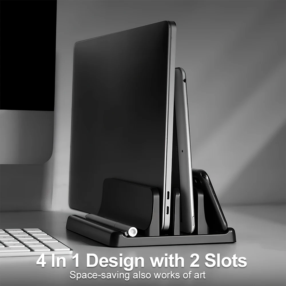 Office ABS  Laptop Stand Vertical Save Desktop Space Easy To Place Computer Accessories Scalable Width Office Desk Storage view 5