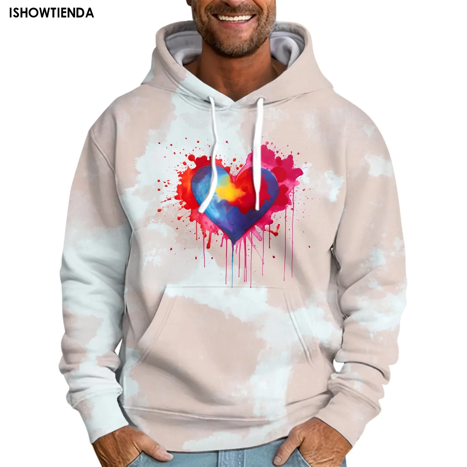 

Korean Style Valentine’s Day Hoodies Sweatshirt Heart Print Hoodie Harajuku Tops Sweatshirts For Men Long Sleeve Sudaderas 2024