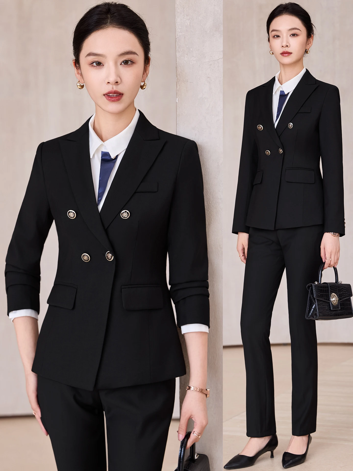 

Professional Women's Suit Set Spring Autumn High-End Business Formal Wear Hotel Manager Work Uniform Slim Fit Long Sleeve