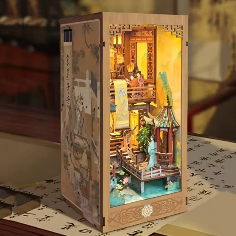 OUZEY Libro de pintura china Nook DIY, casa antigua 3D activada por sensor, regalo de arte clásico para adolescentes