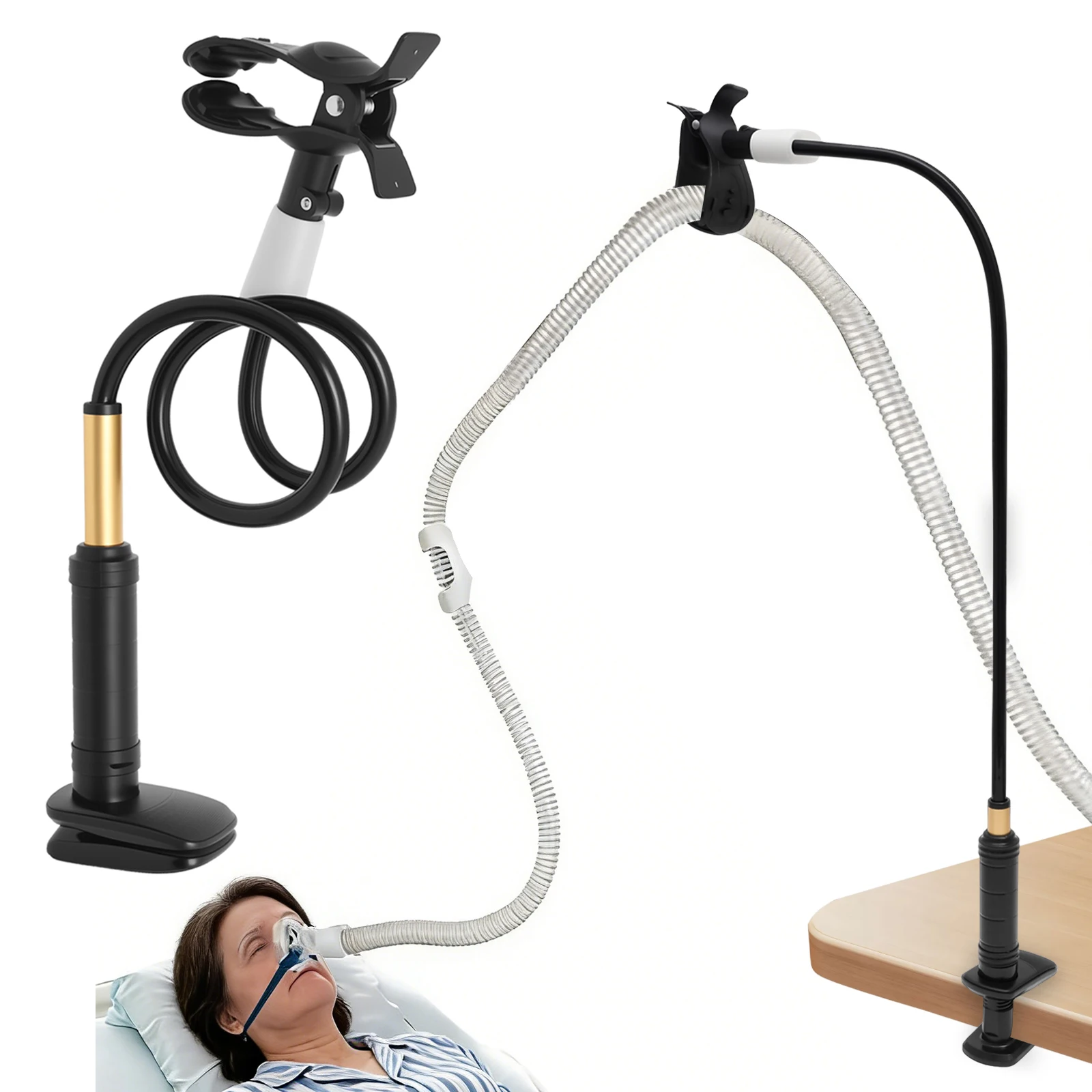 

Universal CPAP Hose Holder for Sleeping Tangle-Free CPAP Hose Hanger Adjustable Swivel Avoiding Tube Leakage and Twist