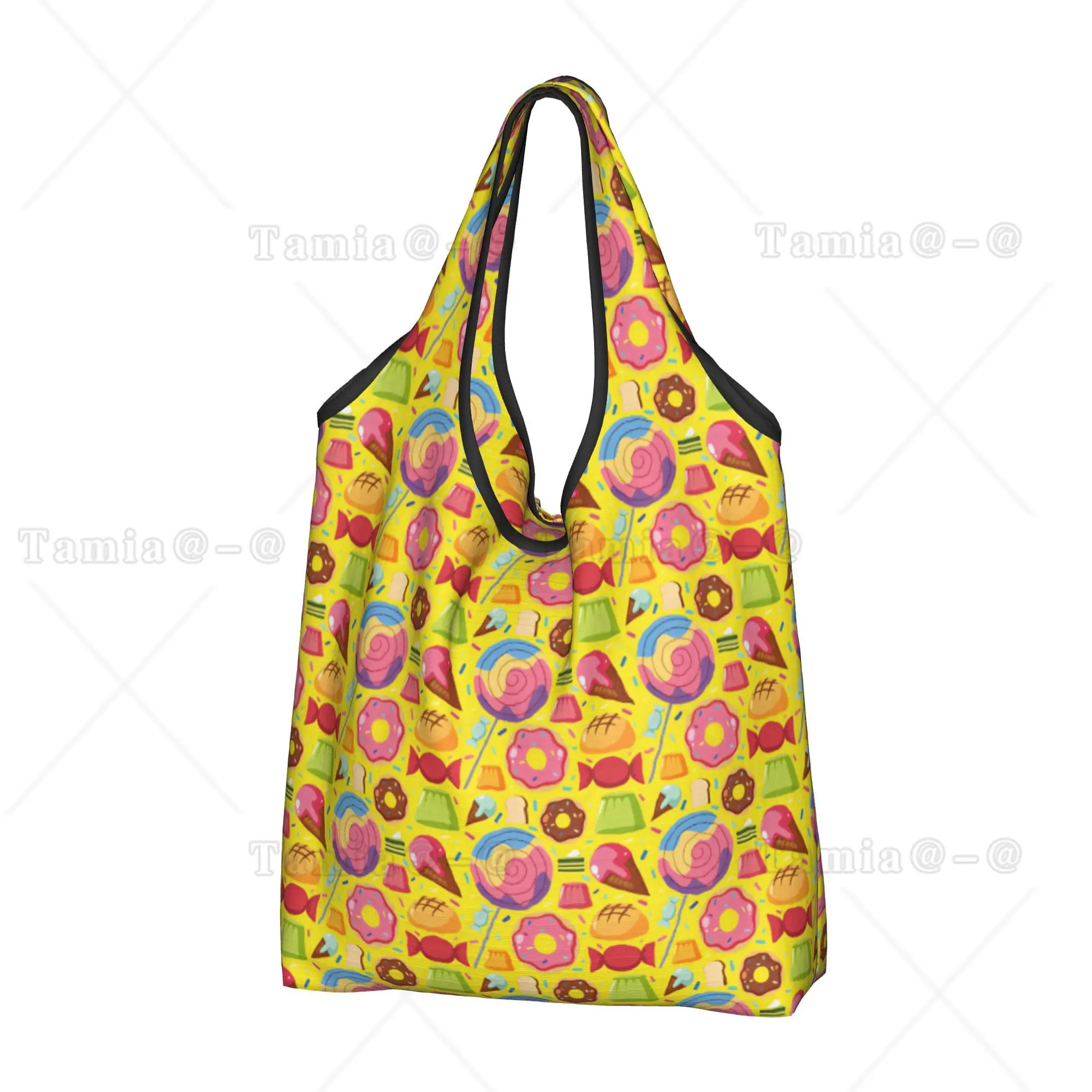 Recycling Donut Lollipop Lce Cream Jelly Shopping Bag Women Tote Bag Portable Candy Bread Groceries Shopper Bags