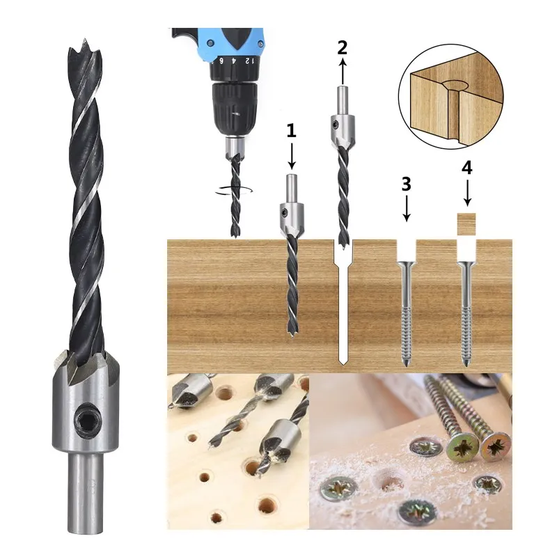 Hss Senk bohrer für Holz bearbeitungs werkzeuge mit Sechs kant schraube Loch bohrer Größe 3/4/5/6/7/8/10mm – Detail 9