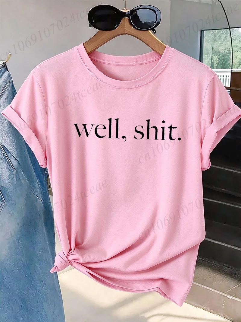 Minimalist Quote T Shirt Well Letter Print Vintage T-Shirts Short Sleeve Tee Casual Simple Aesthetic Daily Women Tops