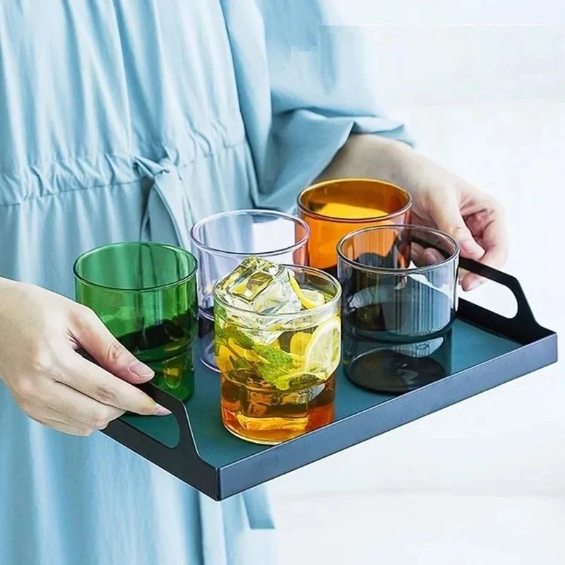 1 300ml 380ml Transparent Powder Gray Amber Blue Green Pink Heat-Resistant Milk Water Coffee Cup Stackable