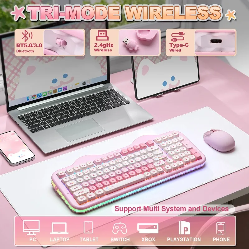 

YUNZII C98 Wireless Mechanical Keyboard Gasket Mounted 99 Keys Hot Swap Keyboard with Numpad Custom RGB Cute Keeb for Mac/Win