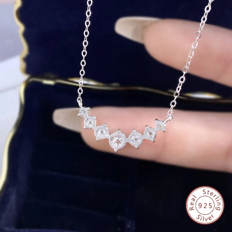 أحجار كريمة ساتشي-قلادات دلاية ماسية للنساء ، مجوهرات حفلات زفاف متلألئة ، قلادة فضة GRA S925 ، D VVS1 ، 1.7 قيراط