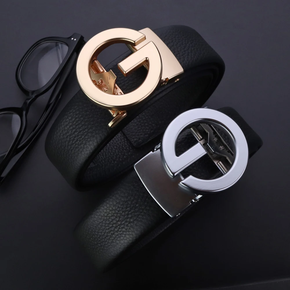 

Men's New Belt Soft Face Leather Real Cowhide Belt Belt Belt Fashion Business Formal Alloy Button Head Belt