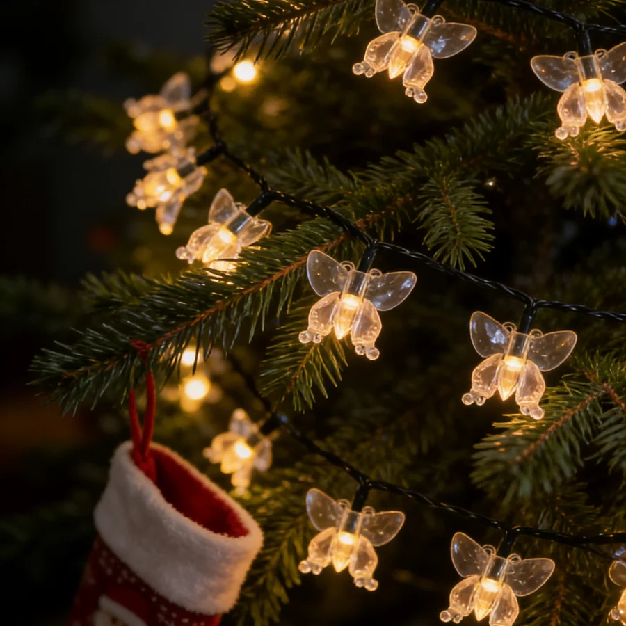 

1 шт. Солнечные гирлянды-бабочки – водонепроницаемые светодиодные гирлянды для сада, патио, спальни и декора для вечеринок, теплый белый свет