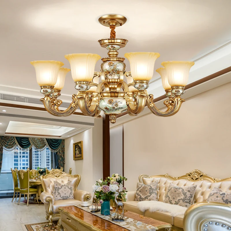 Grand Retro Luxury European Resin Chandelier, Modern Simple Premium Lighting for Full House