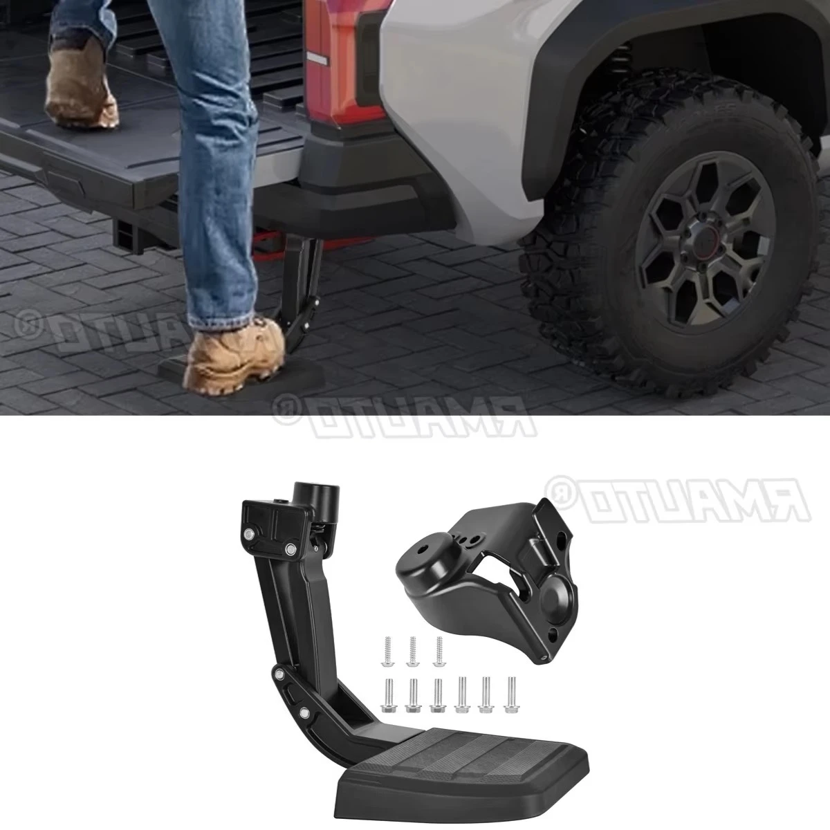 

For Toyota Tacoma 2024 The Retractable Tailgate Boarding Pedal Exterior Part Rear Box Aluminum Pedal Modification Part