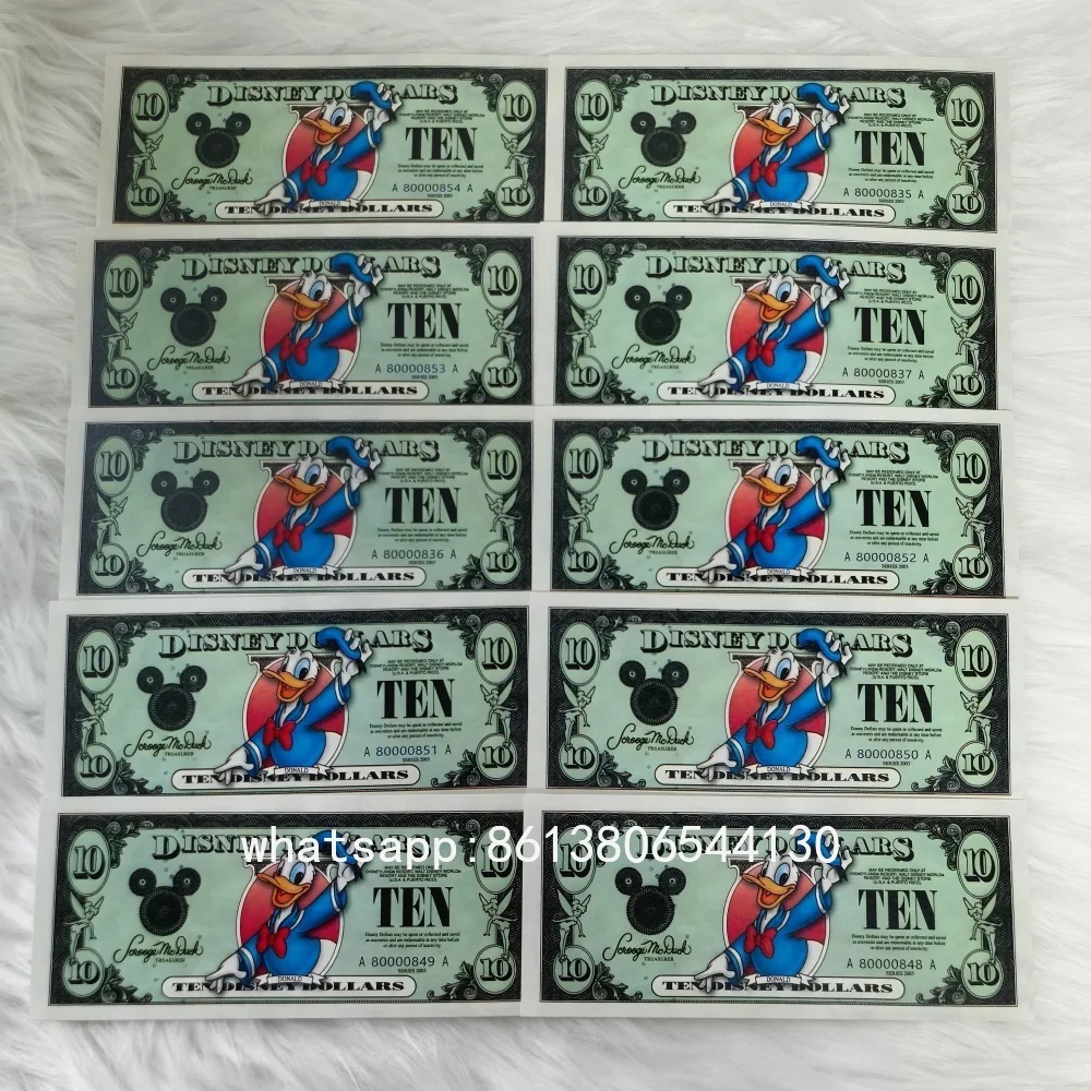 Disney Mickey Mouse Blancanieves papel de aluminio billete de dibujos animados edición limitada billetes coleccionables regalos de cumpleaños perfectos fanáticos del Anime