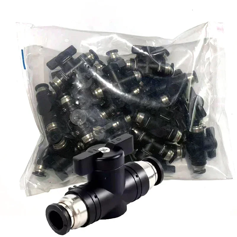 

10 Pcs BUC 4mm 6mm 8mm 10mm 12mm Pneumatic Push In Quick Joint Connector Hand Valve To Turn Switch Manual Ball Current-limiting
