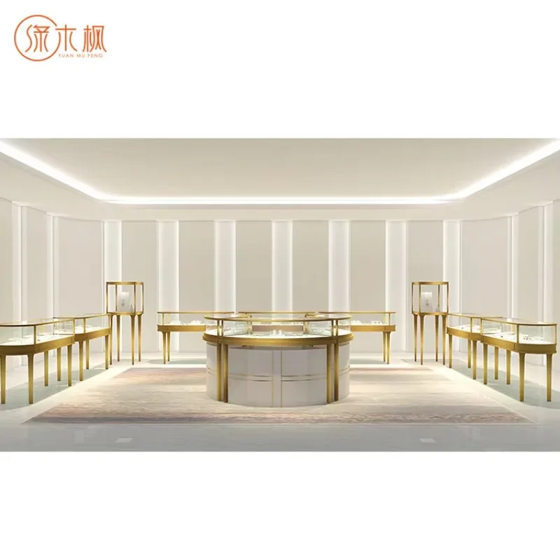 Espositore per vetrine in vetro per gioielli di artigianato esperto Produttore di armadietti per vetrine per gioielli di design del nuovo negozio