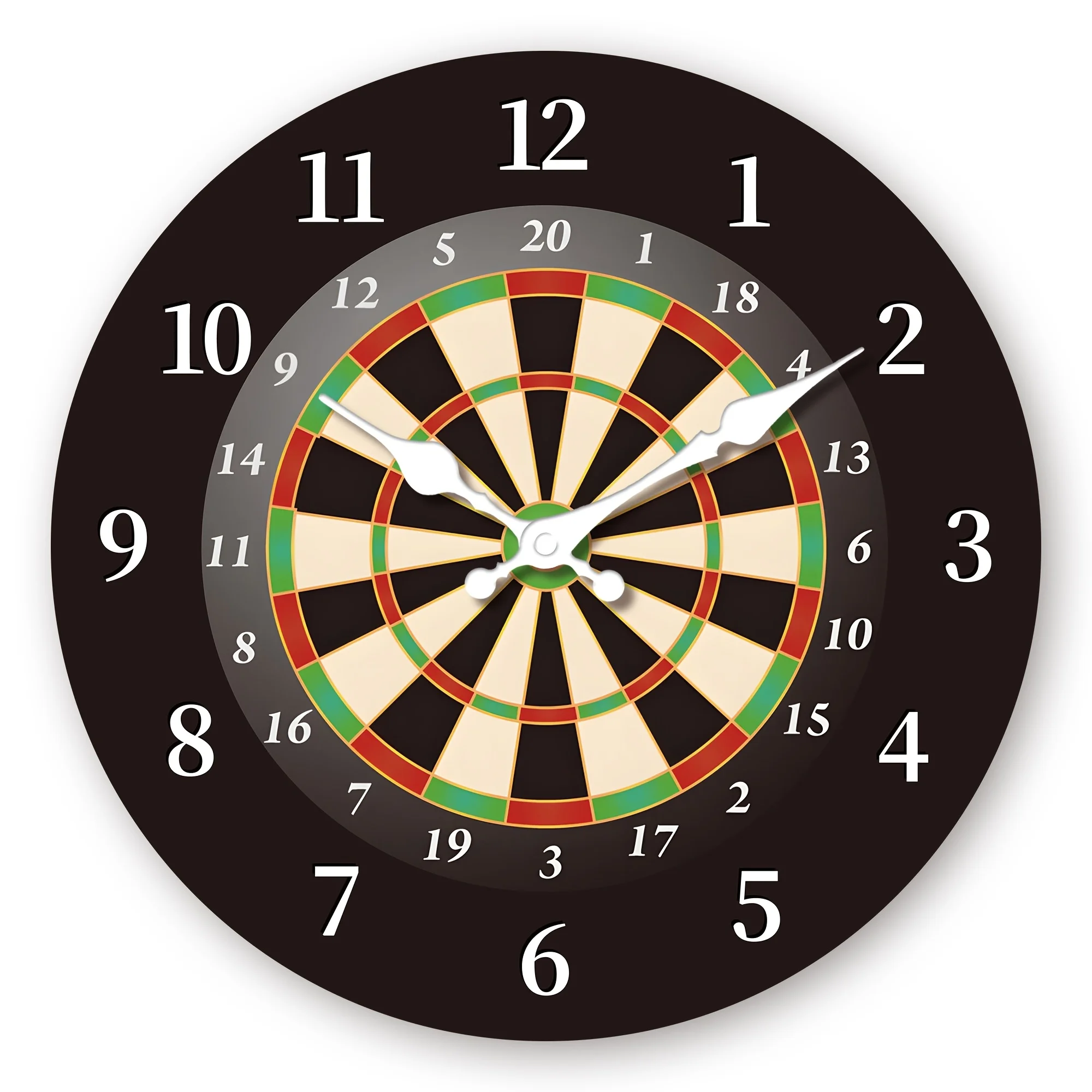 Silent Quartz Movement Non-Ticking, Modern Black Background with Numbered Dial - Game Room, Living Room, Office Decor - AA Battery Powered (Not Included) - Perfect Gift for Dart Players & Home Decorators, Fantasy Theme, Highquality Finish