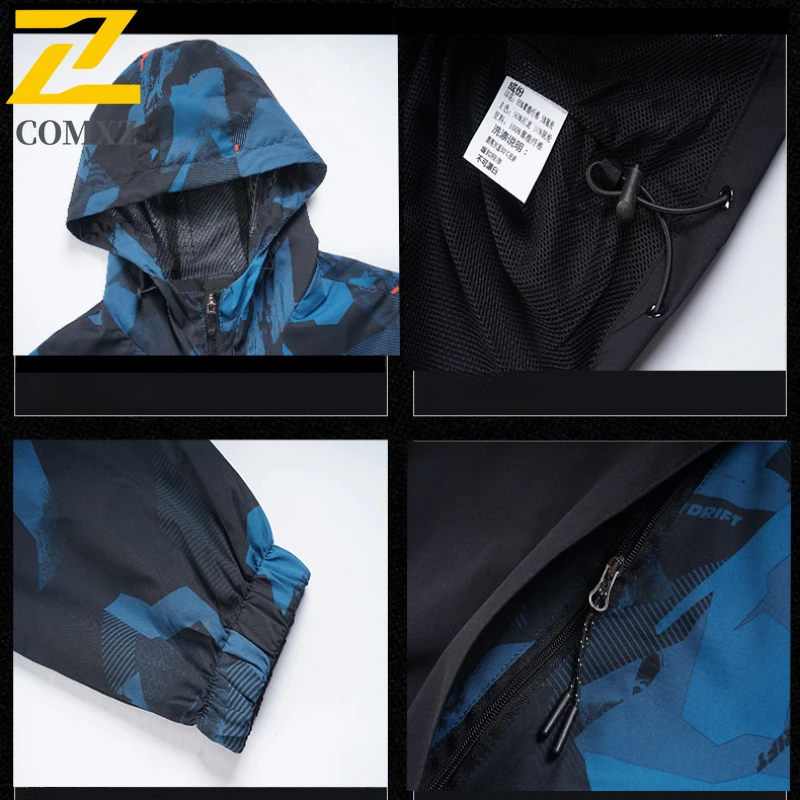 Outdoor Windbreaker Jackets Men's 2025 Autumn Trendy All-match Waterproof Camouflage Jacket Casual Loose plus size Hooded Coat