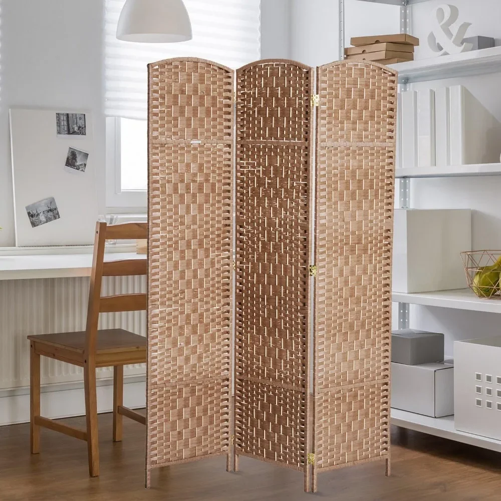 Room Divider  Folding Privacy Screen Tall Portable Wicker Weave Partition Wall Divider for Bedroom Home Office,