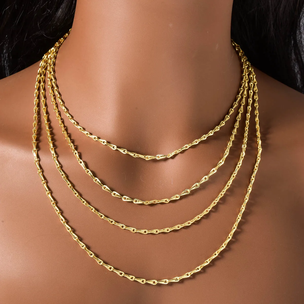 Women Thin Clavicle Chain 18K Gold Plated Choker Neck Jewelry Punk Hihop Link Chain Necklace For Daily Stackable Layering Gift