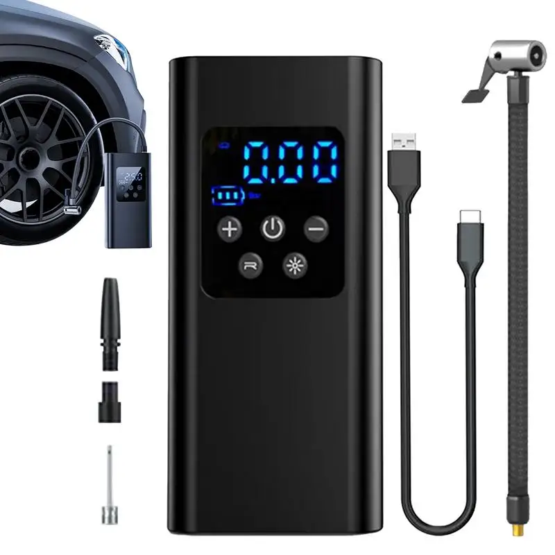 

Tire Inflator Portable Air Compressor Cordless Air Pump Portable Pump For Car Tires LCD Display Fast Inflation Pump For Car