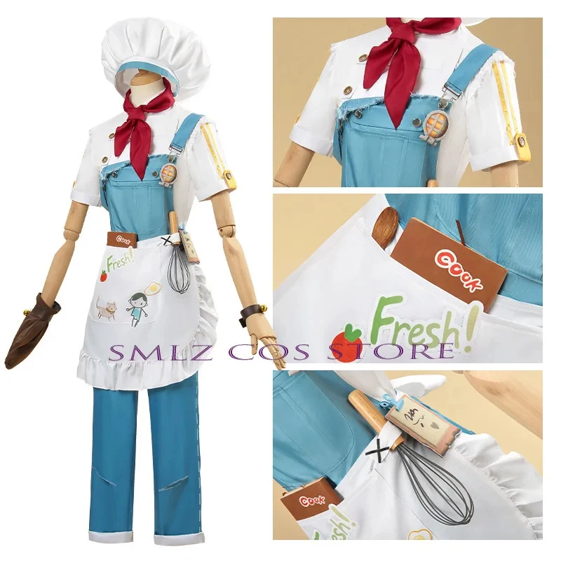 

s;3,t'7\b/Game Identity ⅤBonbon Costume Cosplay Guard 26 Cat Bang Chef Uniform Hat Full Set Party Role Play Outfi2;d,6'v\8/