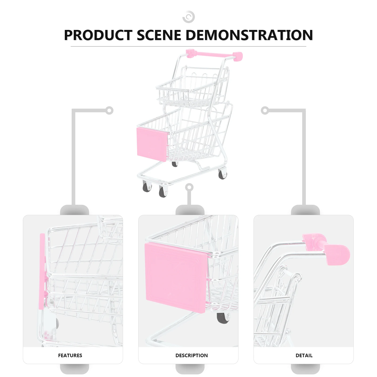 

Mini Trolley Service Cart Decorate Detail Supermarket Handcart Carts Iron Metal Food Basket Toddler