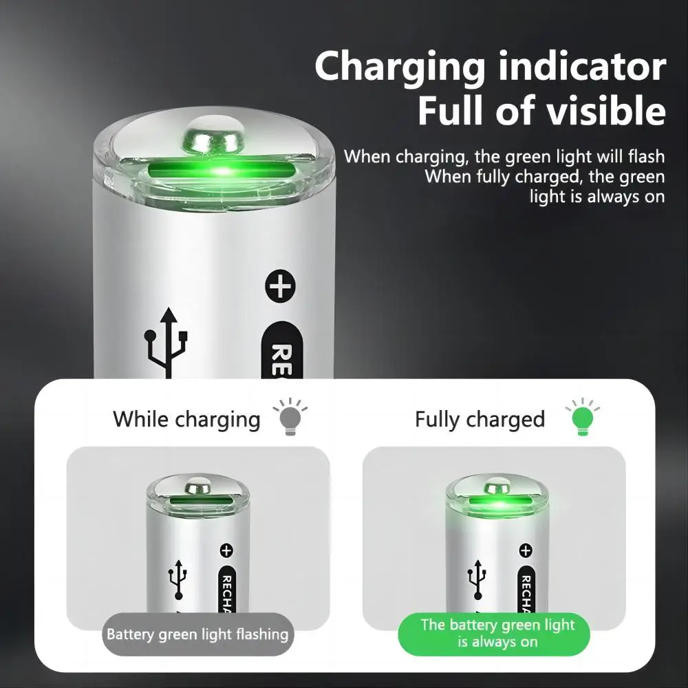 AAA Rechargeable USB Batteries 1.5V Li-ion High Capacity 600mWh Backing Up Battery for Remote Mouse Toy Flashlight+ Type C Cable