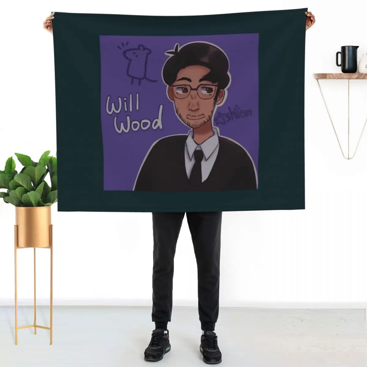 

Will Wood portrait Throw Blanket Wrinkle Resistant Lightweight Blanket