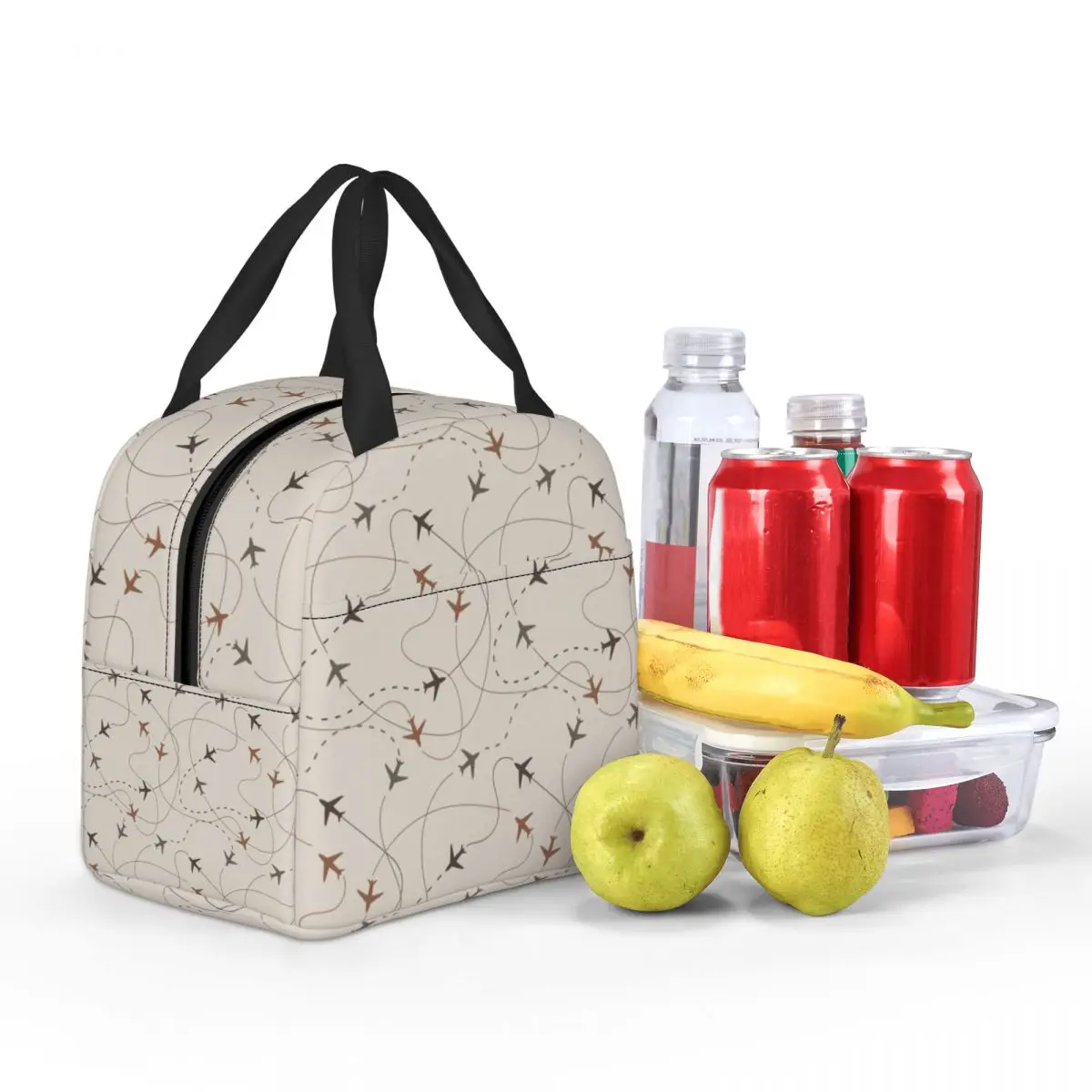 Custom Pilot Aircraft Night Flight Routes Insulated Lunch Bags Air Traffic Controllers Portable Cooler Thermal Food Lunch Box