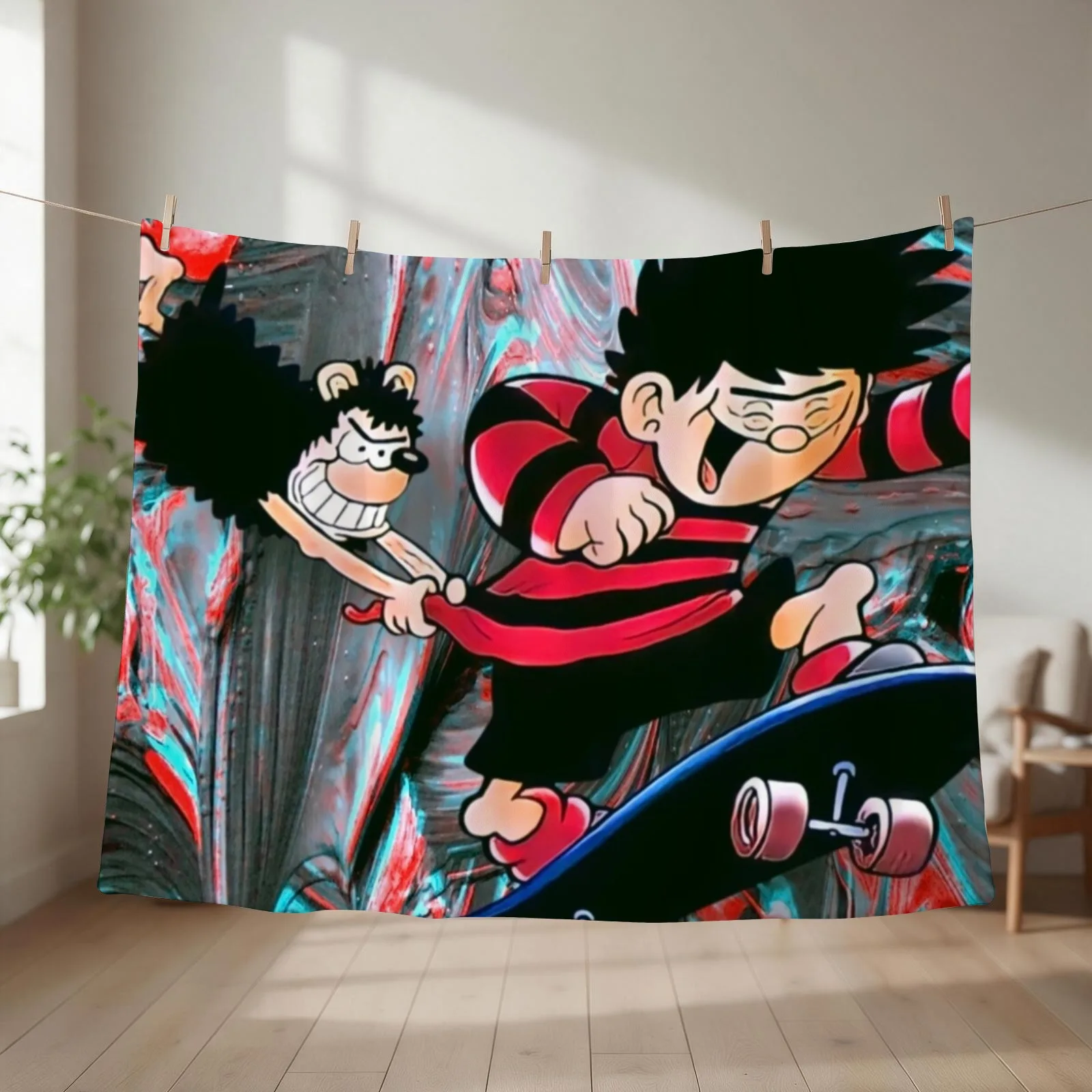 Dennis and gnasher Throw Blanket couch cozy soft plush fuzzy picnic outdoor blanket