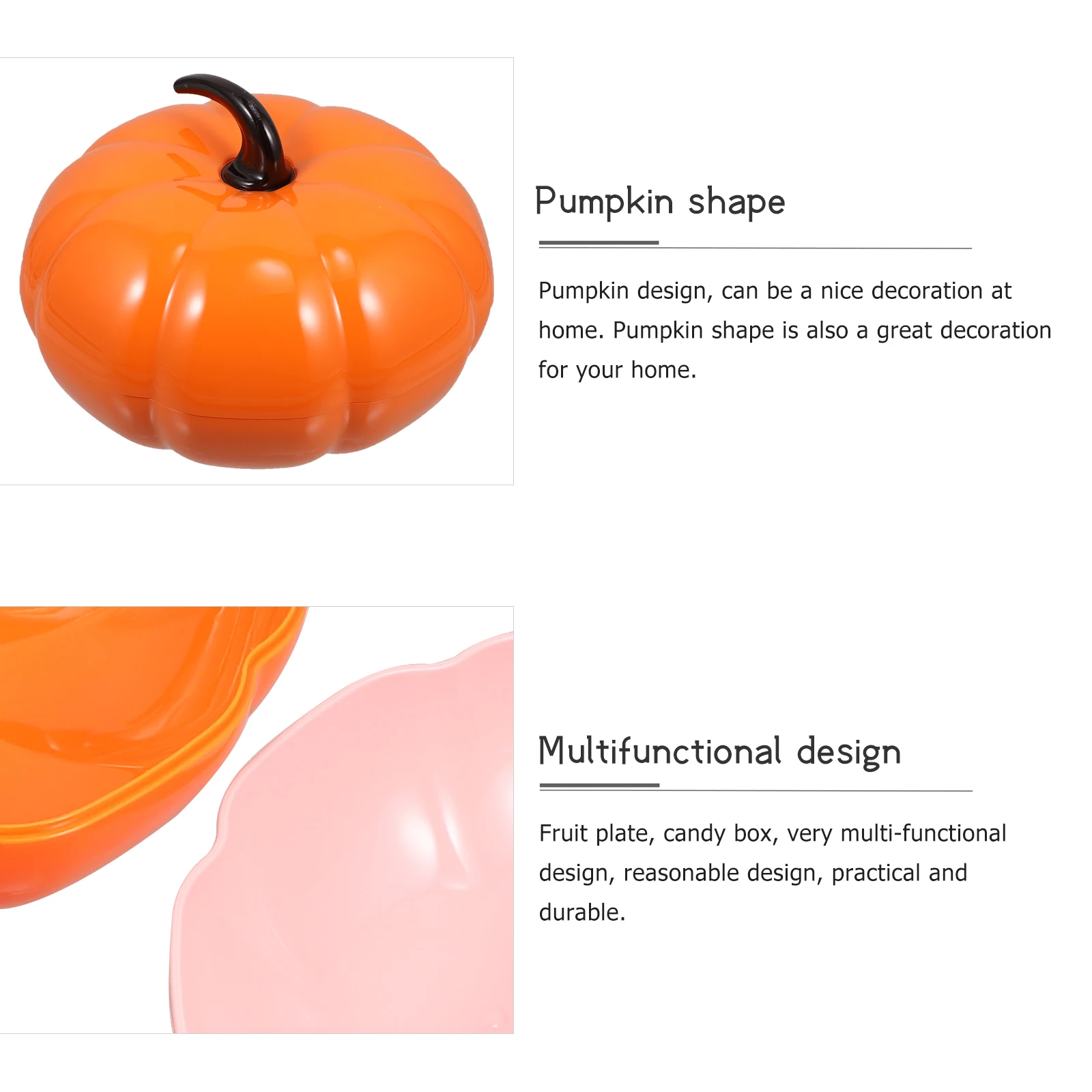 

1pc Pumpkin Shaped Snack Storage Box Orange Color Multi-Functional Fruit Plate Plastic Gift Box For Home Creative Design