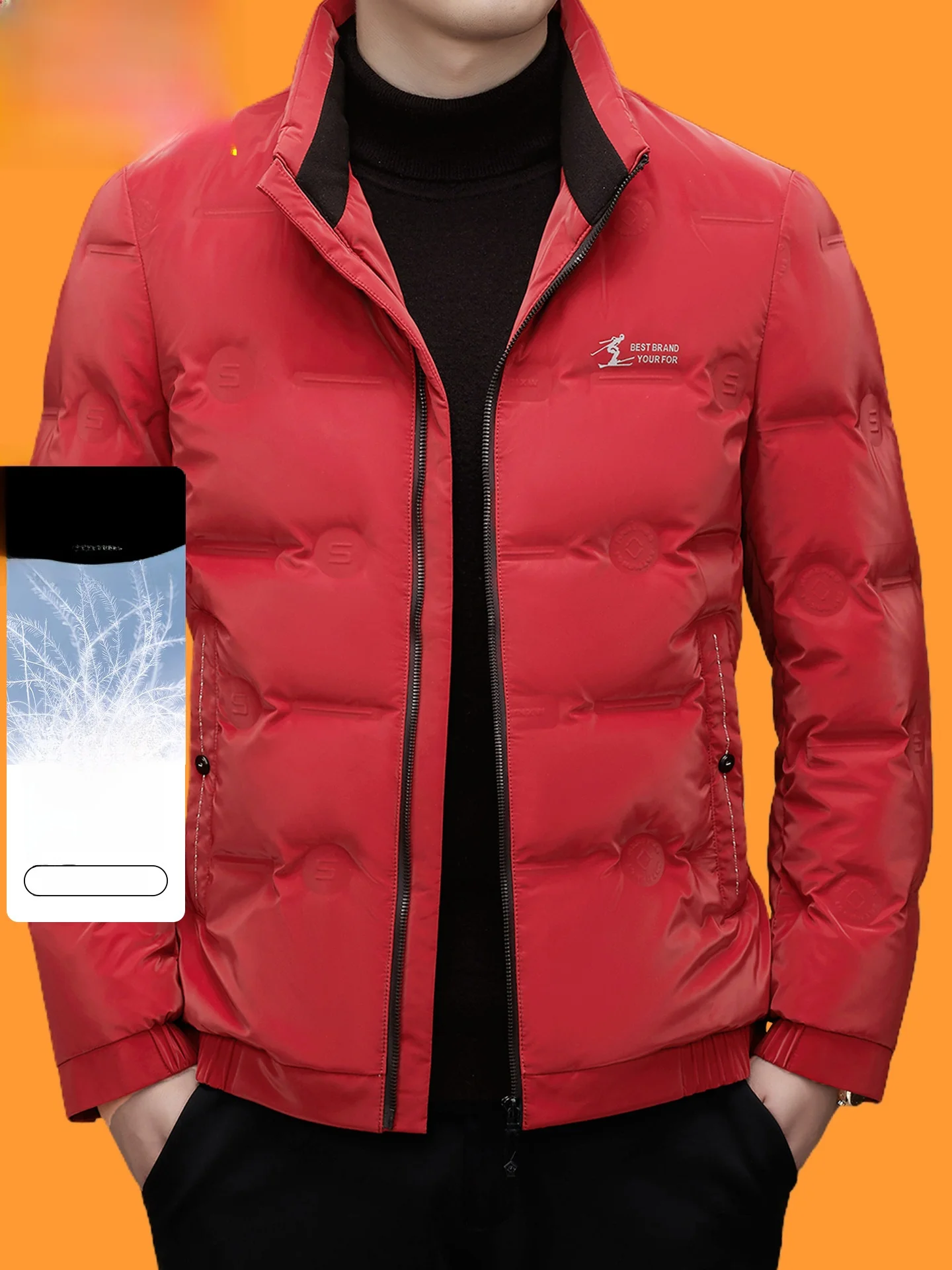 

TUCANO Winter Men's Quilted Jaet Stand Collar ort Thiened Red Luy Year Warm Outerwear Modern Sle Urban Faion
