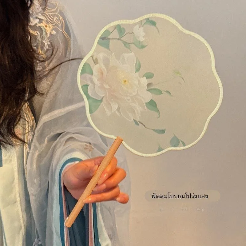 New Chinese Style Long Handle Dance  Suzhou Embroidery Fan Accessory for Qipao Hanfu High Aesthetic Value