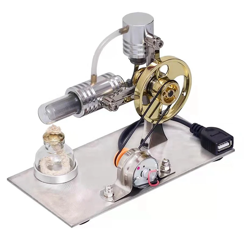 Stirling Motor Modelo com Conector Usb e Luz Noturna L-shape Brinquedo Educativo