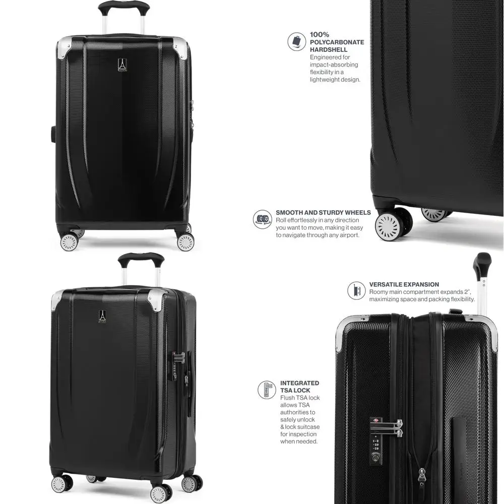 

Travelpro pathways 3, расширяемый жесткий багаж, 8 вращающихся колес, легкий чемодан с твердым корпусом, средний 25 дюймов в клетку, bla