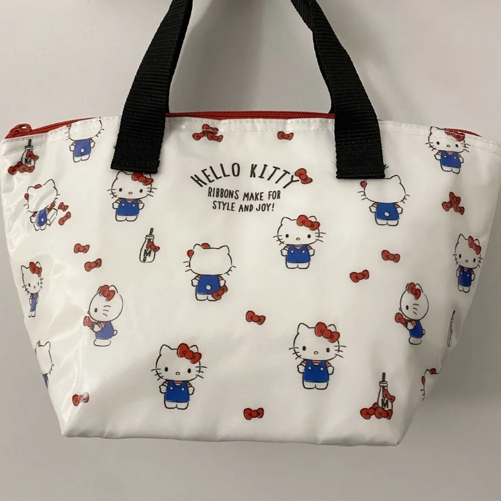 New Hello Kitty Handbag Cute Printed Foldable Eco Friendly Shopping Bag Cartoon Portable Office Large Capacity Lunch Box Bag