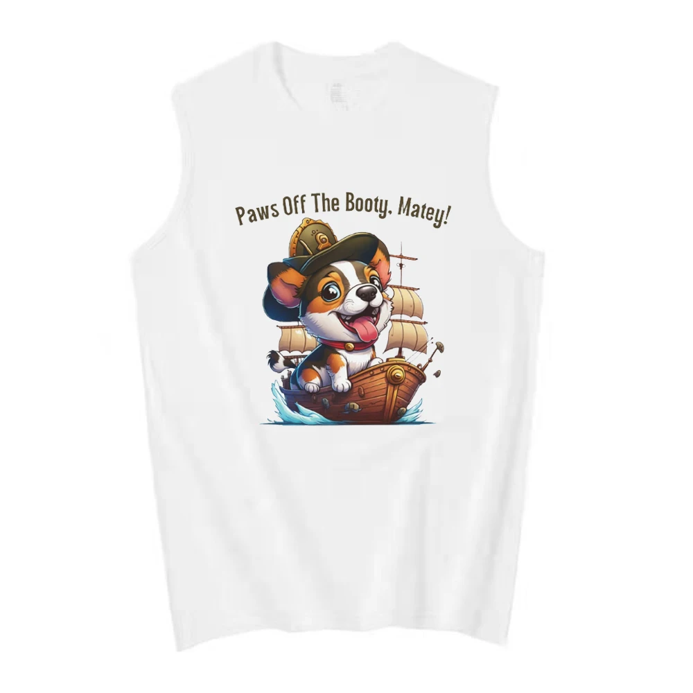 Paws Off The Booty, Matey! Funny Cute Puppy Dog Lovers Vest 100% Cotton O-Neck Tanktops Casual Mens Sleeveless T-shirt