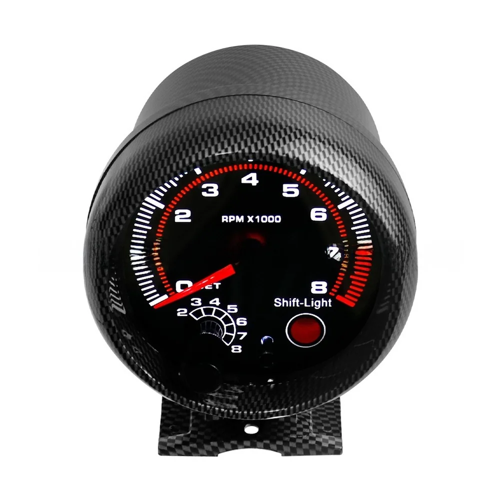 /95mm /8000RPM /Carbon Fiber Tachometer Counter Analog Gauge For 4 6 8 Cylinder Car For Modification Dashboard Instrument