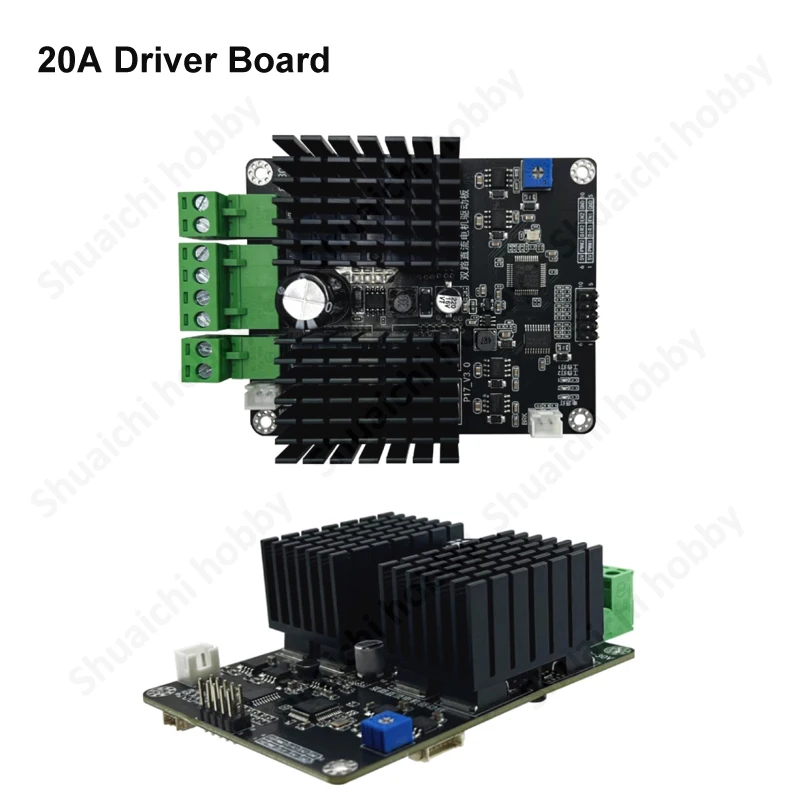 1PCS 12V/24V 20A High-Power Dual-channel DC Brushed Motor Driver Board PWM Drive Signal with Heat Sink for RC Unmanned Vehicle