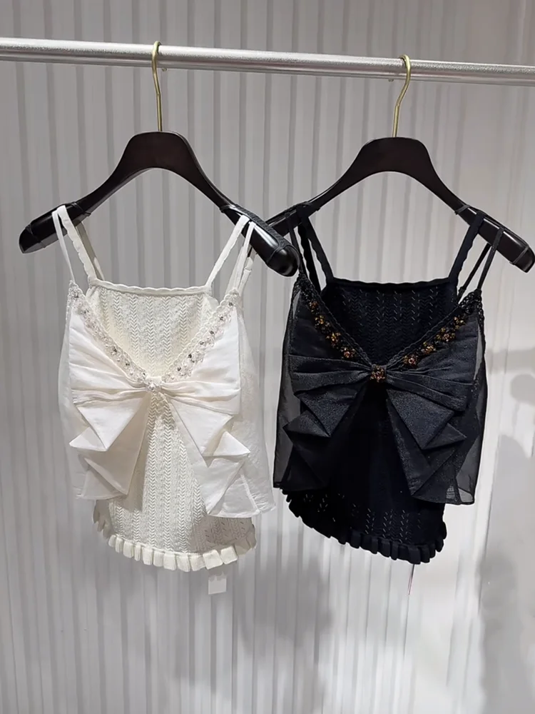 

Ele European Sle Knitted Sweet Knot Bridesmaid Top Women's Faion Versatile Knot Wrap around Tank Top