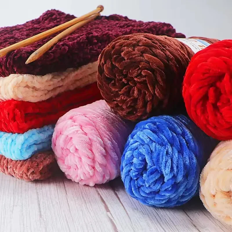 Thick Chenille Velvet Yarn 100g/Roll Super Plush Wool for Knitted Crochet Baby Blankets Hats Scarves Soft DIY Craft