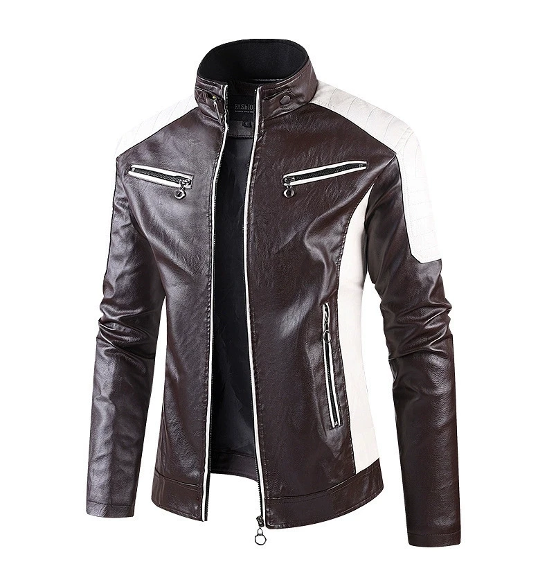 Spring Autumn Jacket Men Thickened Warm Zipper Jacket High Quality Male Jacket Multi Pocket Casual Motorcycle PU Leather Jacket
