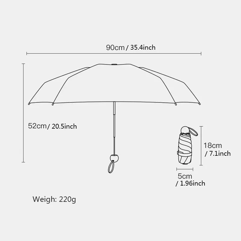 Kiwi fruit Mini folding manual umbrella travel compact lightweight portable sunshade Uv protection refreshing umbralle for women