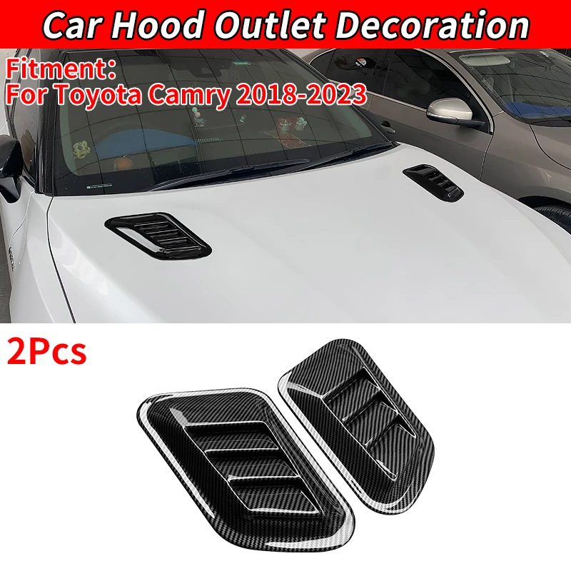 For Camry 2018-2023 Car Decorative Vent Engine Air Flow Intake Hood Scoop Vent Engine Bonnet Cover Sticker Self-Adhesiv ABS