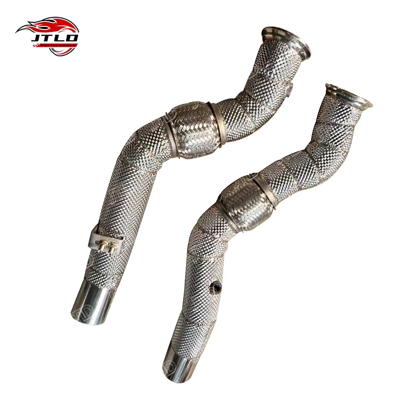 304 Stainless Steel Exhaust Downpipes With Heat Shield For 2015 MASERATI Quattroporte GTS 3.8 V8 Twin Turbo Downpipe