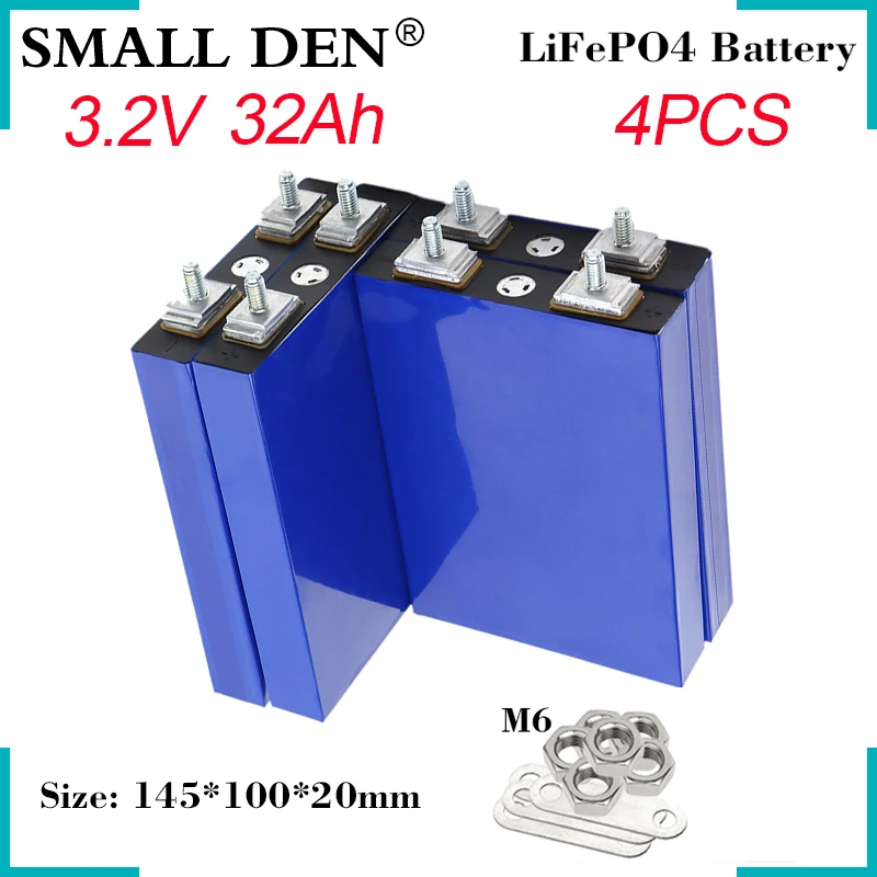 

4PCS 3.2V 32Ah LiFePO4 Battery 5C High Power For 12V 24V 36V E-vehicle Motorcycle Tricycle Inverter Car motor Solar energy DIY